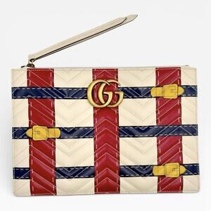 GG Marmont Matelasse Trompe L'oeil Quilted Leather Clutch